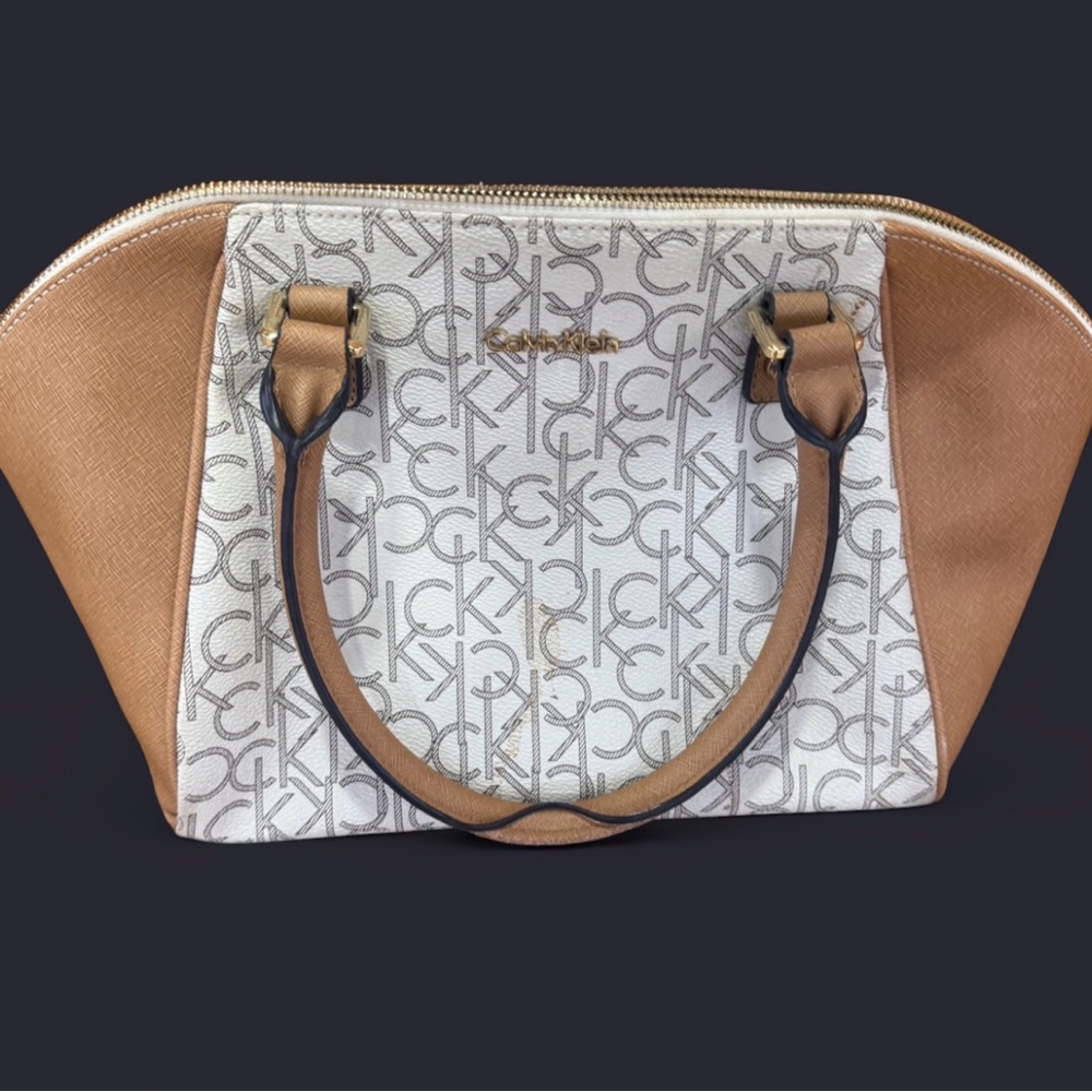 Calvin Klein Brown and Cream Satchel